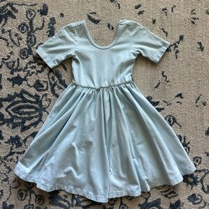 Blue Fit and Flare Casual Dress with Scoop Neck